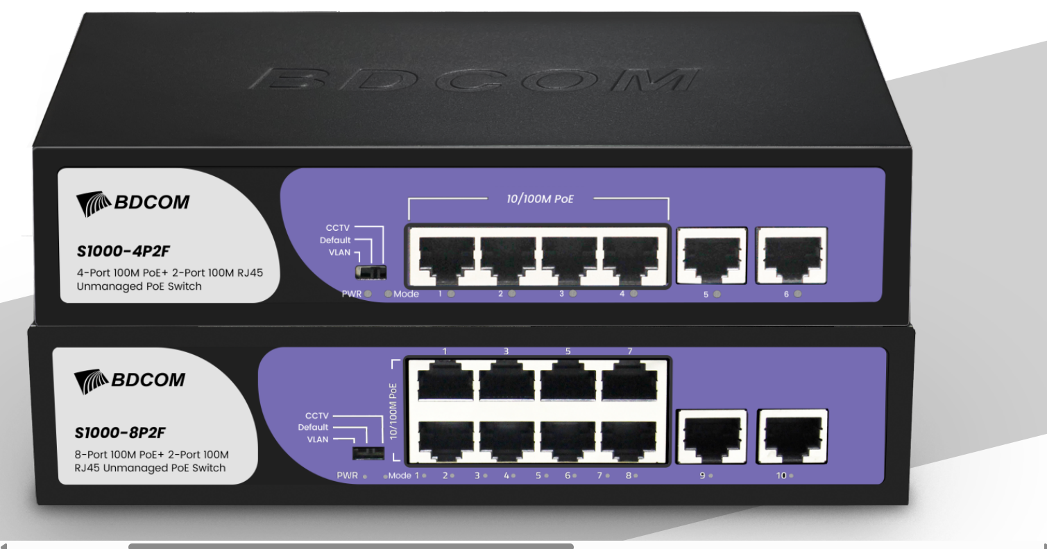 BDCOM S1000-4P2S 8-Port  PoE Switch With 2  SFP